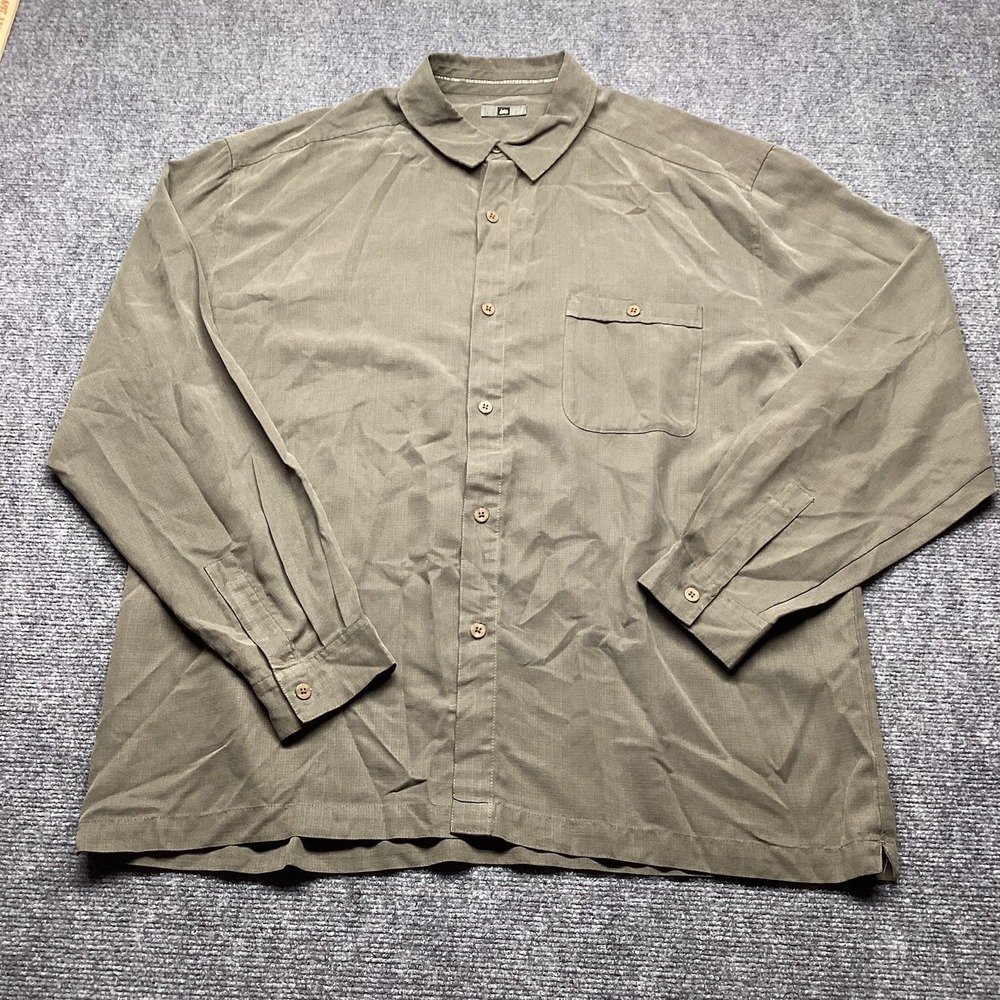 REI Co-op Mens XL Button Down Shirt Trail Camp Hiking Olive Green Heavy Soft